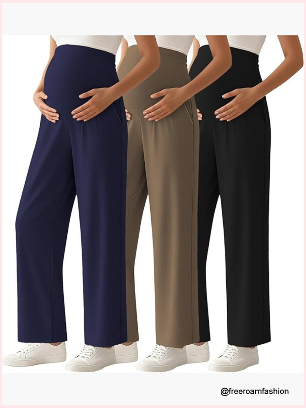 Maternity Palazzo Pants Over Belly Stretch Wide Leg Lounge Pockets